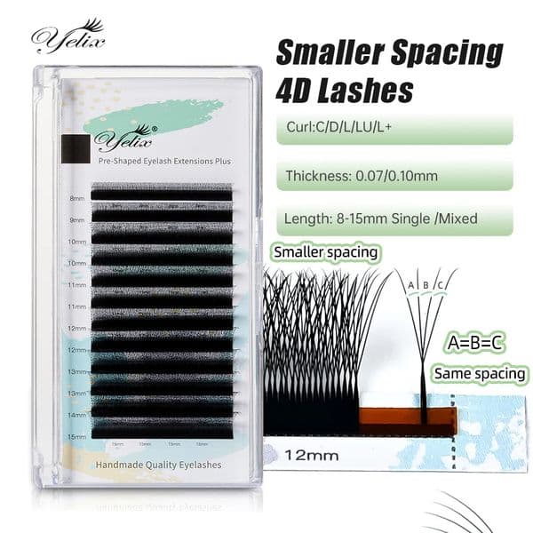 Yelix Narrow 4D W Shape Automatic Flowering Eyelash Extensions Premade Fans Narrow Natural Soft Individual Lashes Full Dense 260521