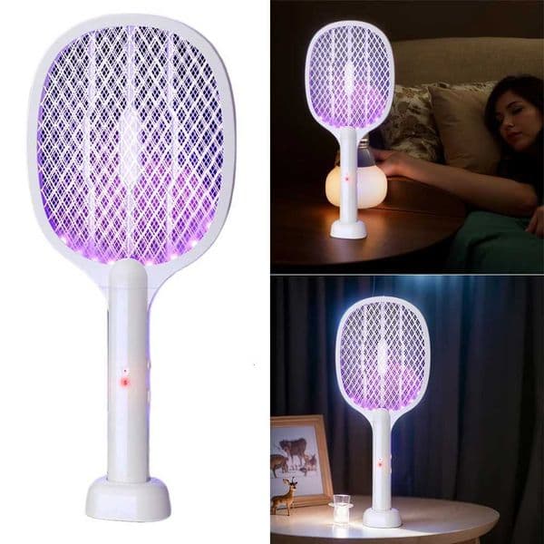2 in 1 Bug Zapper Racket Handheld Electric Fly Swatter Fly Killer and Mosquito Trap Lamp for Home Office Backyard Patio CampingZHR260522