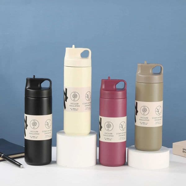 Japanese Minimalist Spout Cup for Boys and Girls Portable Stainless Steel Strap Japanese Sports Spout Cup Water Bottle T260520