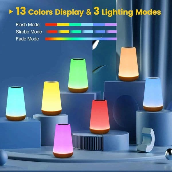 13 Color Changing Night Light RGB Remote Control Touch Dimmable Lamp Portable Table Bedside Lamps USB Rechargeable Night Lamp C2605211