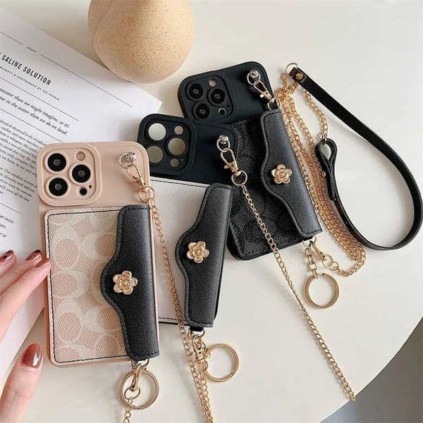 All-inclusive silicone shockproof leather card case for iPhone 12 15 16 17Prax phone case for iPhone 14 15 pendant card caseJ260522