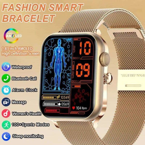 2026 New Smart Watch Men 1.83 Inch AMOLED HD Screen Sports Tracker AI Voice Bluetooth Call Fashion Smartwatch Women iOS