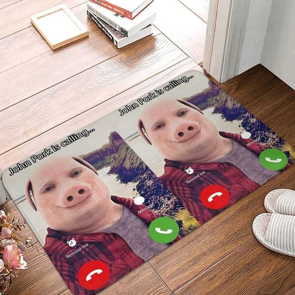 John Pork Is Calling Answer Call Phone Doormat Floor Mat G Carpet Rug for Kitchen Entrance Home Footpad Mat Welcome Mat X260522