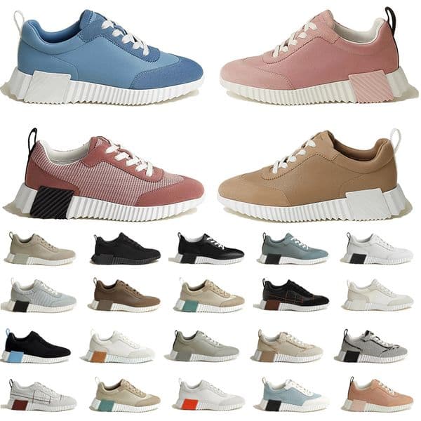 Free shipping Designer Shoes Bouncing Sneakers Suede Leather Trainers Breathable Casual Shoes Men Women Trainers Patchwork Running Shoes nonslip rubber 40-45
