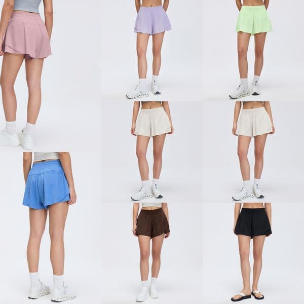 UU-L5757 Women's High-Waist Quick-Dry Sports Shorts Breathable Running Yoga Fitness Pants Womens Workout Shorts