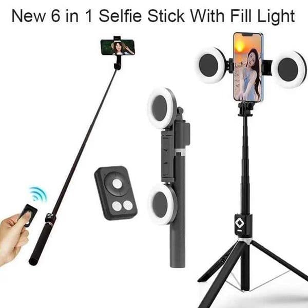 6 In 1 Selfie Stick Tripod Portable 67Inch Height Tripod Stick With Wireless Remote Cell Phone Holder Travel Phone Z260522