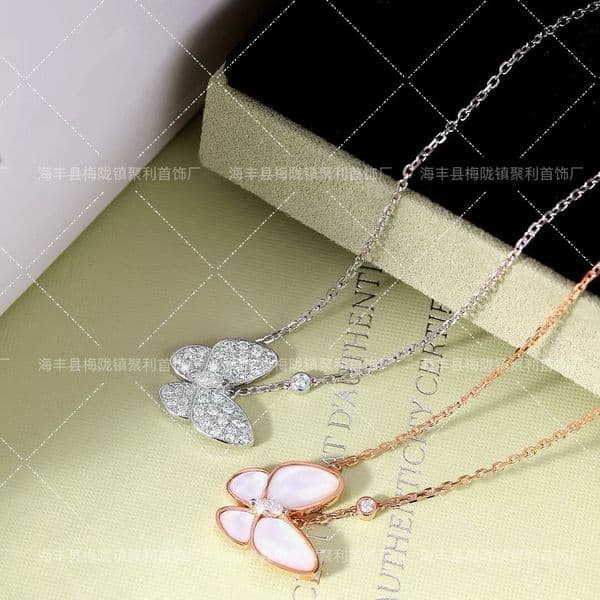 Designer Jewelry Vanlycleef High-end Gogh V Gold Full Diamond Butterfly Necklace 925 Silver Plated with 18k Gold Luxurious High-end Collarbone Chain