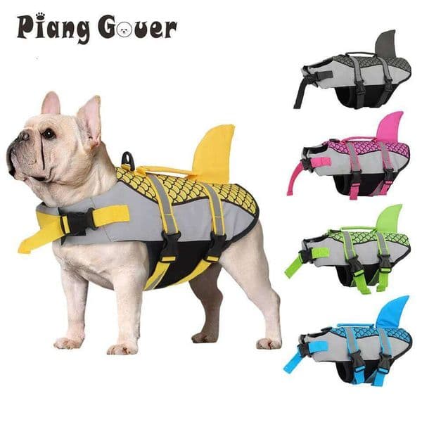 Scales Shark Swim Dog Clothes Life Jacket Vest Harness Pet Swimming Summer Swimwear J260522