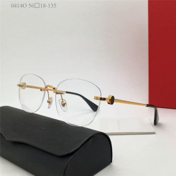 New fashion design oval rimless optical glasses 0414O metal temples simple and popular style versatile shape eyewear can be prescription clear lens