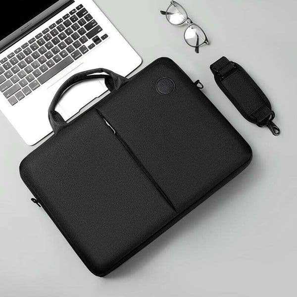 Men's Black - Portable Shoulder Handbag, Multiple Compartments, for Work or Travel, Stylish Business Bag