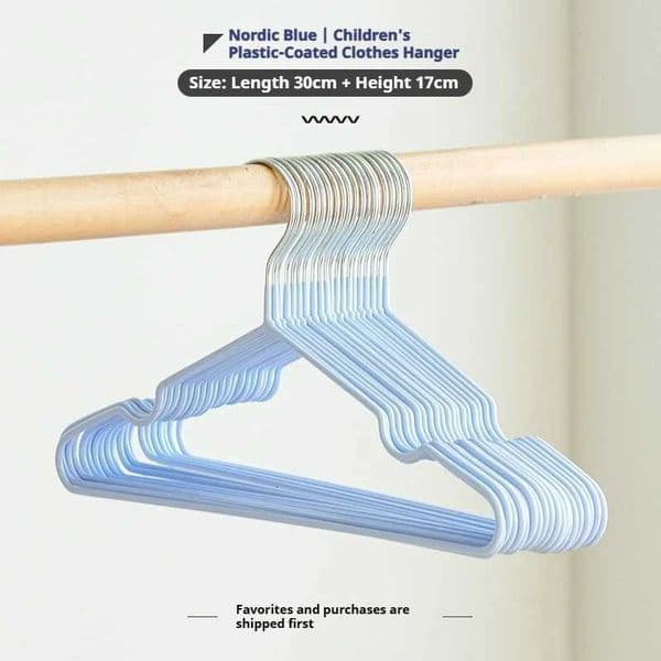 10PCS /30cm childrens anti slip rubber coated clothes hanger PVC metal baby clothes hanger Home dormitory clothing sorting L260523