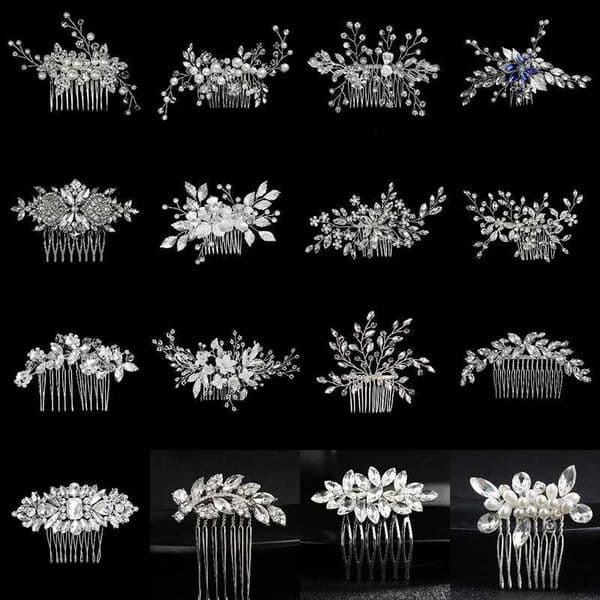 New Silver Alloy Hair Comb Handmade Pearls Rhinestones Fashion Metal Headpiece Elegant Hair Jewellery Accessory For Women M260522