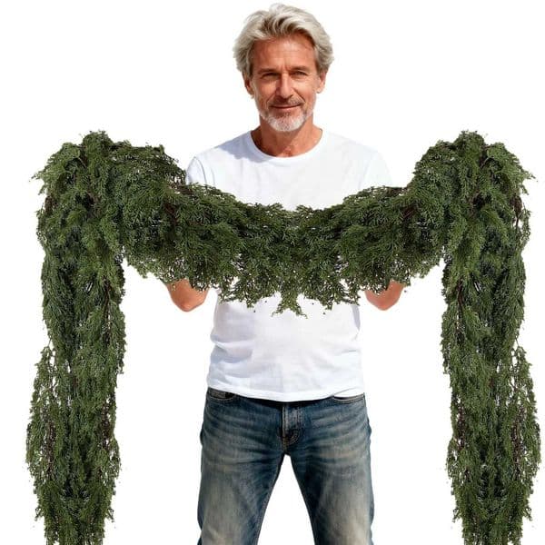 180cm Artificial Cedar Garlands Real Touch Winter Cedar Pine Garland Green Artificial Greenery Garland for Table Mantle Wall L260522