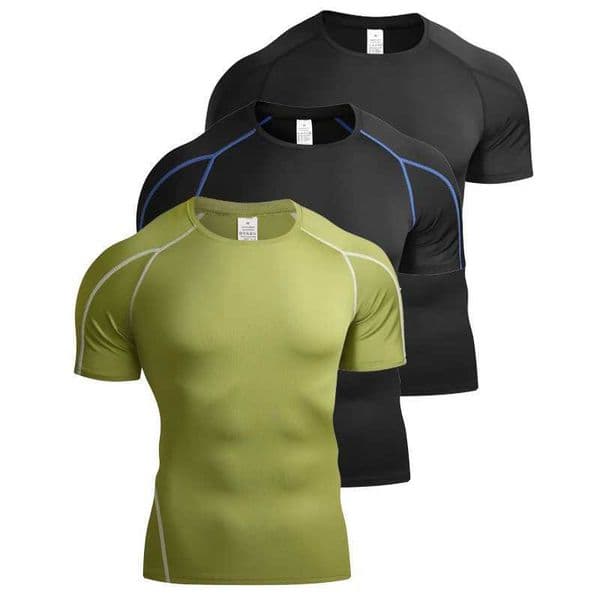Summer Men Running T Shirt Sportswear Male Elastic T-shirt Gym Fitness Tops Tee Athletic Tights Sport Compression T Shirt Men M260523