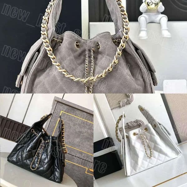 Shoulder Bags Luxury String Bucket Tote Large Suede Leather Gray Casual Long Crossbody Chain Armpit Hobo bag Diamond Grid Zipper Designer Bag
