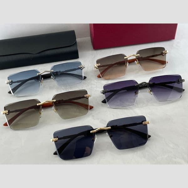 Designer Sunglasses Rimless Polarized Sunglasses for Men Women Lunettes De Soleil UV400 Gradient Lens Casual Outdoor Shades