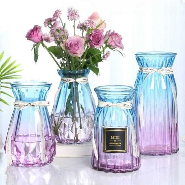 Nordic Transparent Glass Vase Hydroponic Green Ivy Plants Color Glass Vase Flower Arrangement Vase Living Room Decoration L260521