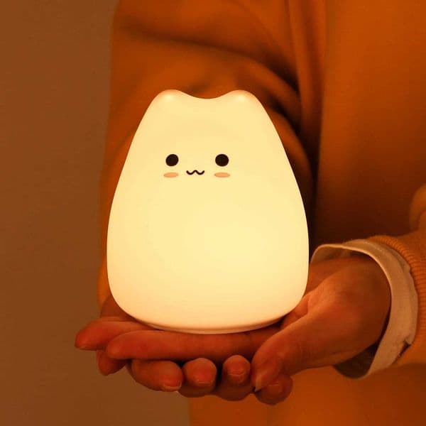Mini Popular Cat Baby Night Lamp 7-color Pat Touch Color-changing Eye Protection Bedroom Bedside Night Light Gift Children M260522