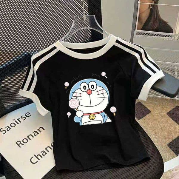 childrens cute short-sleeved summer new style cartoon print top for girls stylish and cute L260521WW7S