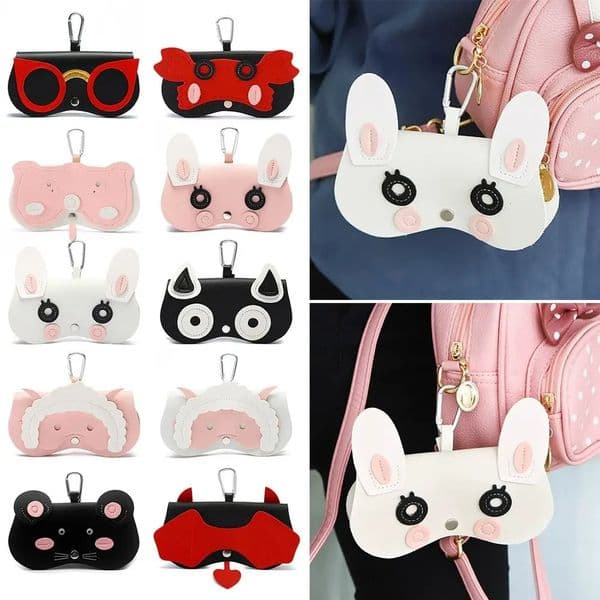 INS Cartoon Women Portable Sun Eye Glasses Box PU Leather Eyewear Case Sunglasses Cute Protection Bags 260522