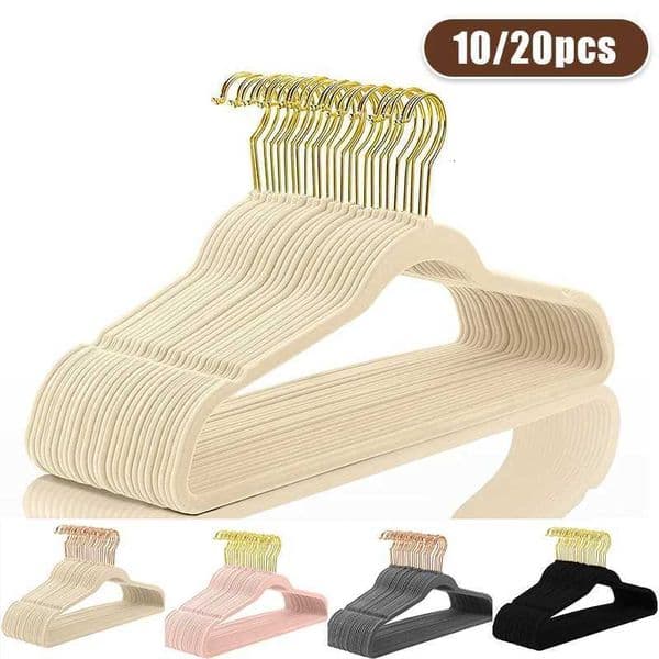 10/20pcs Velvet Hanger Clothing Coat Non Slip Flocked Hakama Saves Clothes Organizer Room Organization And Storage Adult Hanger L260523