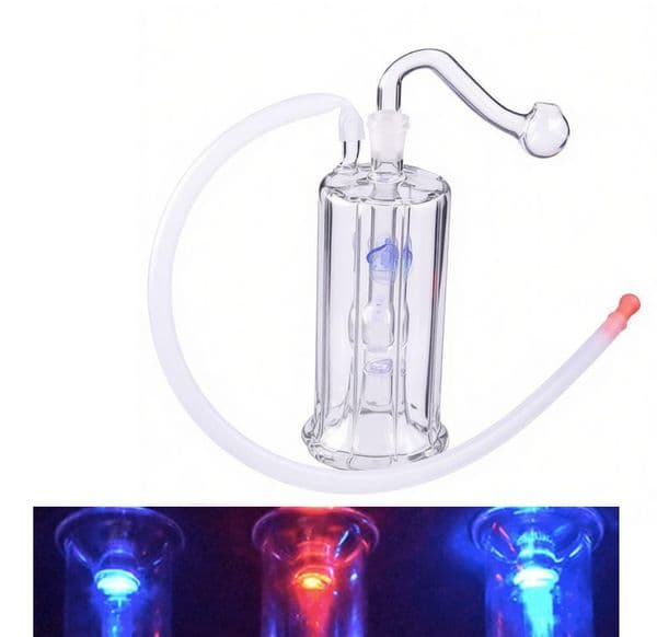 Wholesale LED Glow Glass Hookah Smoking Pipe Smoke Shisha Glass Oil Burner Pipes Ash Catchers water Bong Percolater Bubbler with banger Bowl Accessories