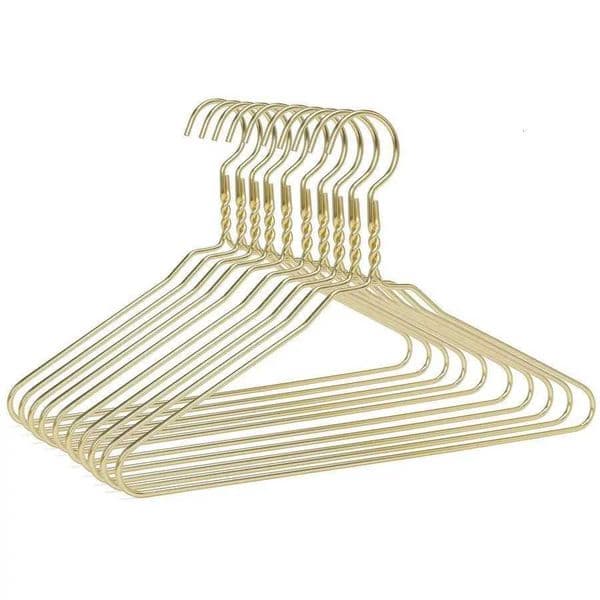 Gold Aluminum Metal Suit Hangers Heavy Duty Coat Hangers 10 Pack Gold L260523