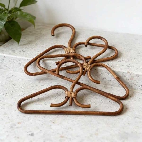 Natural Rattan Handmade Bedroom Closet Storage Organizer Hangers Clothes Storage Supplies Rack Home Decoration Accessories L260523