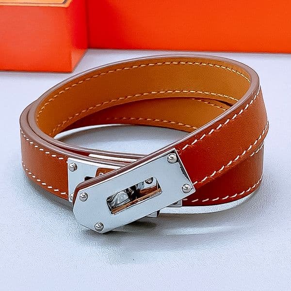 Designer Bracelet for Women Stainless Steel 18K Gold Plated Bangle Genuine Leather Bangles Luxury Jewlery Designer for Women Premium Free Shipping Buy One Get One