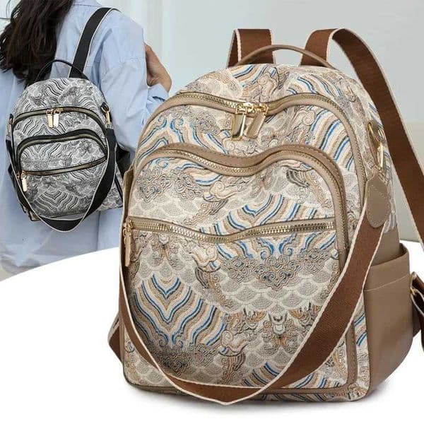 Womens Leather Shoulder Bag Waterproof Backpack Tablet Case Mobile Earphone Travel Bag Large Capacity Womens BackpackT260523