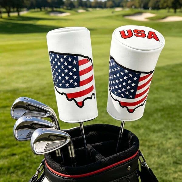 Golf Waterproof PU Driver Cover with Thick Plush Lining Embroidered American Design for Golfers USA Flag 26Y0523