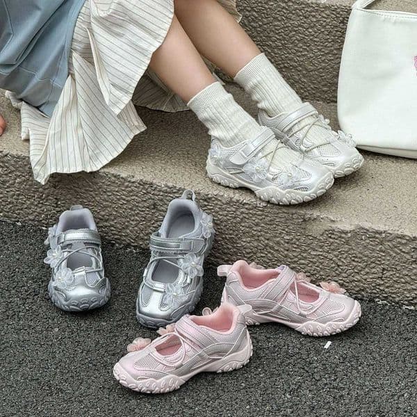 2026 Summer Kids Sport Sneakers for Girl Pearl Lace Mary Jane Flats Lightweight Non-Slip Back To School Children Running Sandals L260523