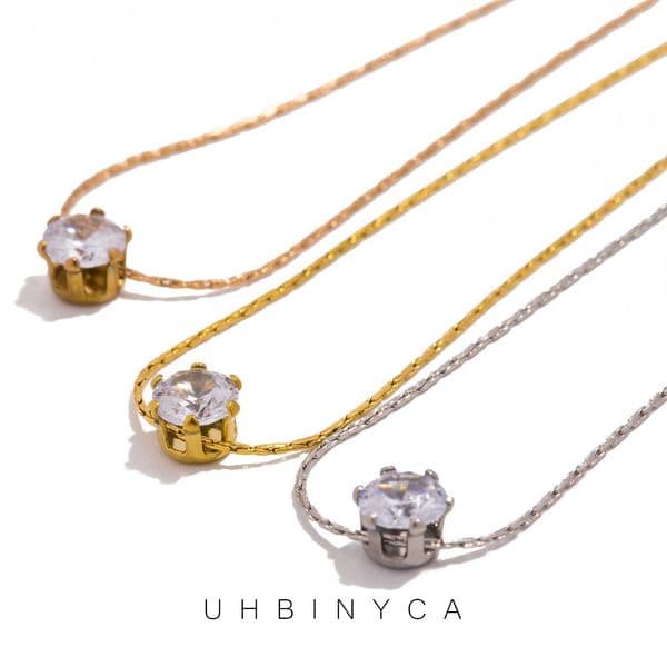 UHBINYCA Simple and Exquisite Zircon Pendant Necklace for Woman Stainless Steel Zircon Waterproof Jewelry L260523