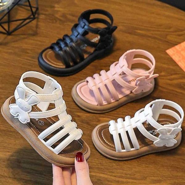 2025 New Children Sandals Girls Kids Roman Sandal Summer Soft Flat Heels High-top Beach Princess Fashion Cartoon Shoes Side Zip C260522