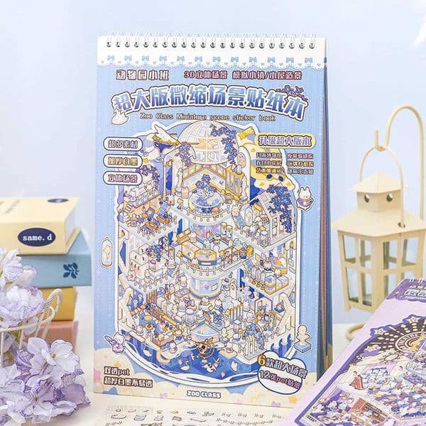 12pcs PET Stickers 6pcs Scenario Images 2pcs Effect Images Large-Format Miniature Scenery Collection Book 3D Pop-Up Stickers M260522