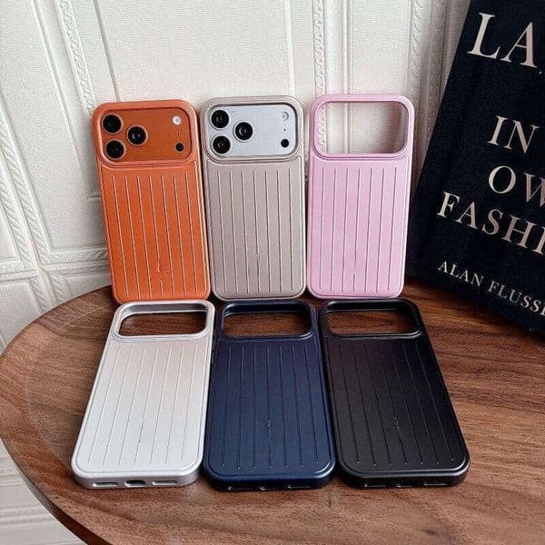 Phone Case Phone Case Designer Coque Telephone Luxe Striped Luggage Style Solid Color Large Full Protection Suitable For Phone 17 Pro Max 16 15 14 Phone Cover