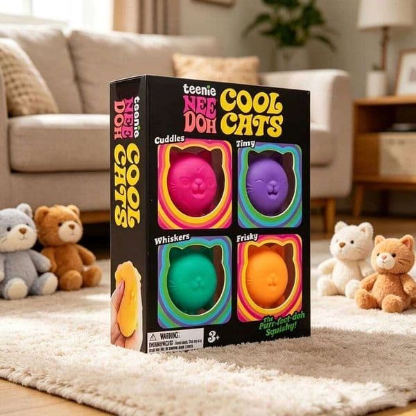 New NeeDoh Teenie Cool Cats 3 Pack Adorable Mini Cat Fidget Soft Squishy Stress Relief Sensory Squeeze Toys For fans Adults 26L0523