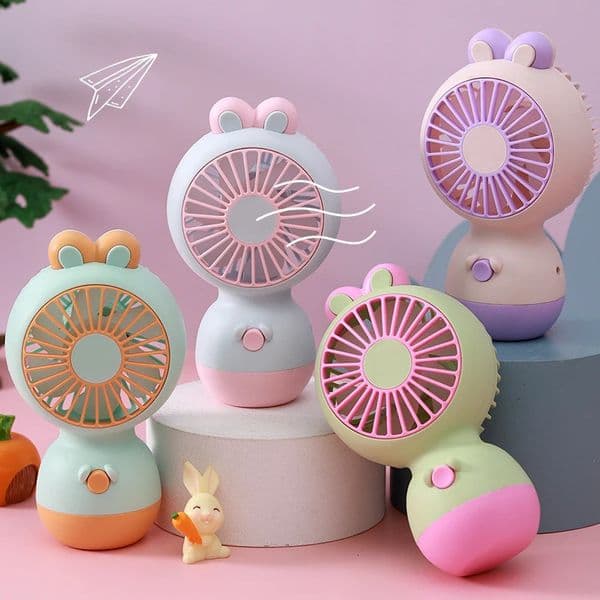 Cute Cartoon Rabbit Ear Desktop Fan USB Rechargeable Handheld Fan Summer Cooling Gift for Kids Children Home Office Rechargeable 260520