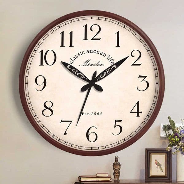 American solid wood wall clock living room household silent clock bedroom wall watch fashion creative restaurant atmospheric clockL260523M6YU