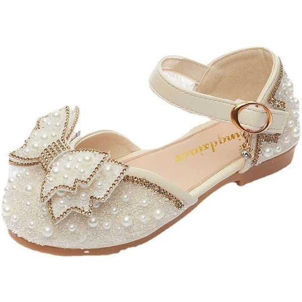 New Girl Sandals Cute Bow Pearl Sequins Kid Princess Shoes Flat Heels children Dancing Size 23-35 C260522 L260611VD9Z