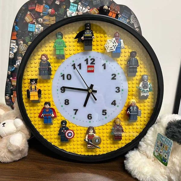 Compatible with building block figures wall clock wall decoration DIY assembly silent movement 12inch for childrens roomL260523FMOZ
