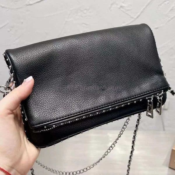 Shoulder Bags 2027 New Black Classic Shoulder Bag PU Leather Womens Flap Crossbody Bag Luxury Design Rivet Bag Purses effortlessluxuryFTT6