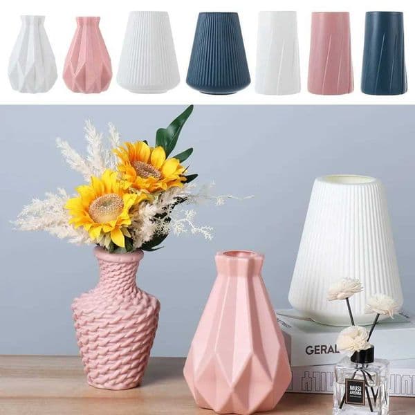 Modern Flower Vase Home Decoration Flower Arrangement Living Room Plastic Nordic Style Imitation Ceramic Flower Pot L260521