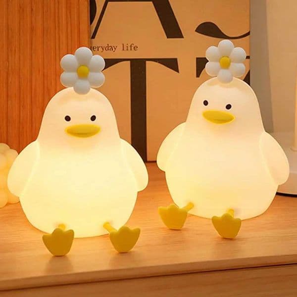 Cute Duck Led Night Light Squishy Silicone Lamp Bedroom Bedside Table Rechargeable Touch Lamp Bedroom Decor Novelty Gifts M260522