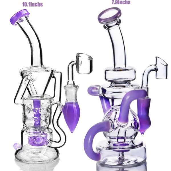 Recycler Glass hookahs Bong Percolator Water Pipe Smoking Glass Pipe Bubble Accessory Portable Water Bongs With 14mm bowl