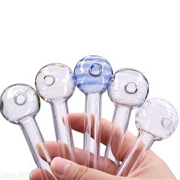 Wholesale Newest Colorful 4Inch Straight Smoking Glass Hand Tube Pipe With 3cm Ball Lollipops Head Smoking Oil Burner Bubbler pipe