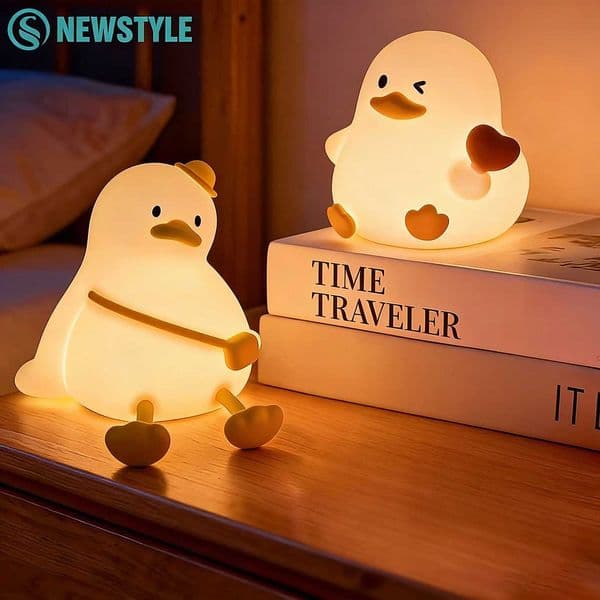 Cute Duck Night Light Squishy Silicone Dimmable Bedside Nightlights With Timer Rechargeable Touch Nursery Sleeping Lamp For Room M260522