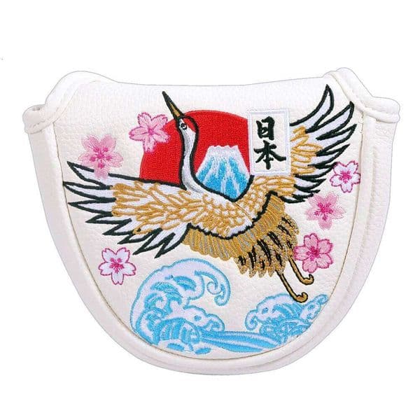 Crane Japan Embroidery Magnetic Closure Center shafted Mallet cover Golf Blade Putter Cover 26Y0523