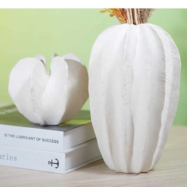 Ceramic Vase Carambola Geometric Petal Shape Granular Stoneware Ornaments Flower Terrarium Home Decoration Accessories L260521