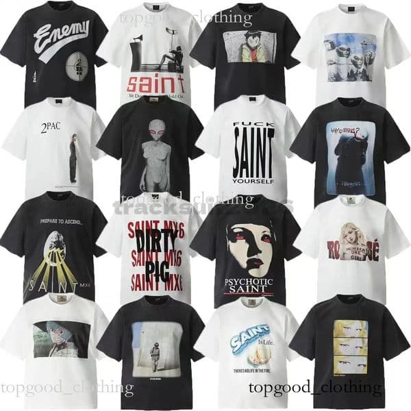 Saint Vanity Shirt Mens Designer t shirt SAINT VAINTY popular retro high street womens short sleeved shorts ins same style letter printed casual short sleeved d88